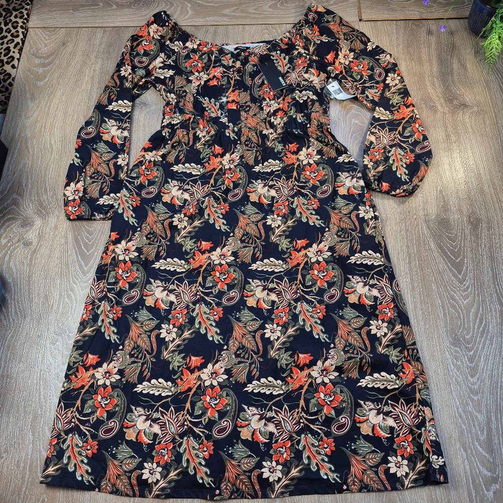 NWT MEXX Dress paisley Large Fairycore Westerncore Hippy Whimsical floral FALL